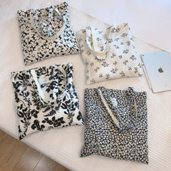 LIZAKOSHT  -  Women Flower Single Shoulder Bag Tote Cotton Cloth Bag Environmental Protection Top-handle Bags Female Daily Handbag