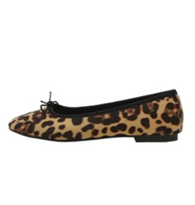 LIZAKOSHT -  leopard flock single shoes woman bow-tied shallow loafers new comfort slip on lazy moccasins leisure round toe ballet flat shoes