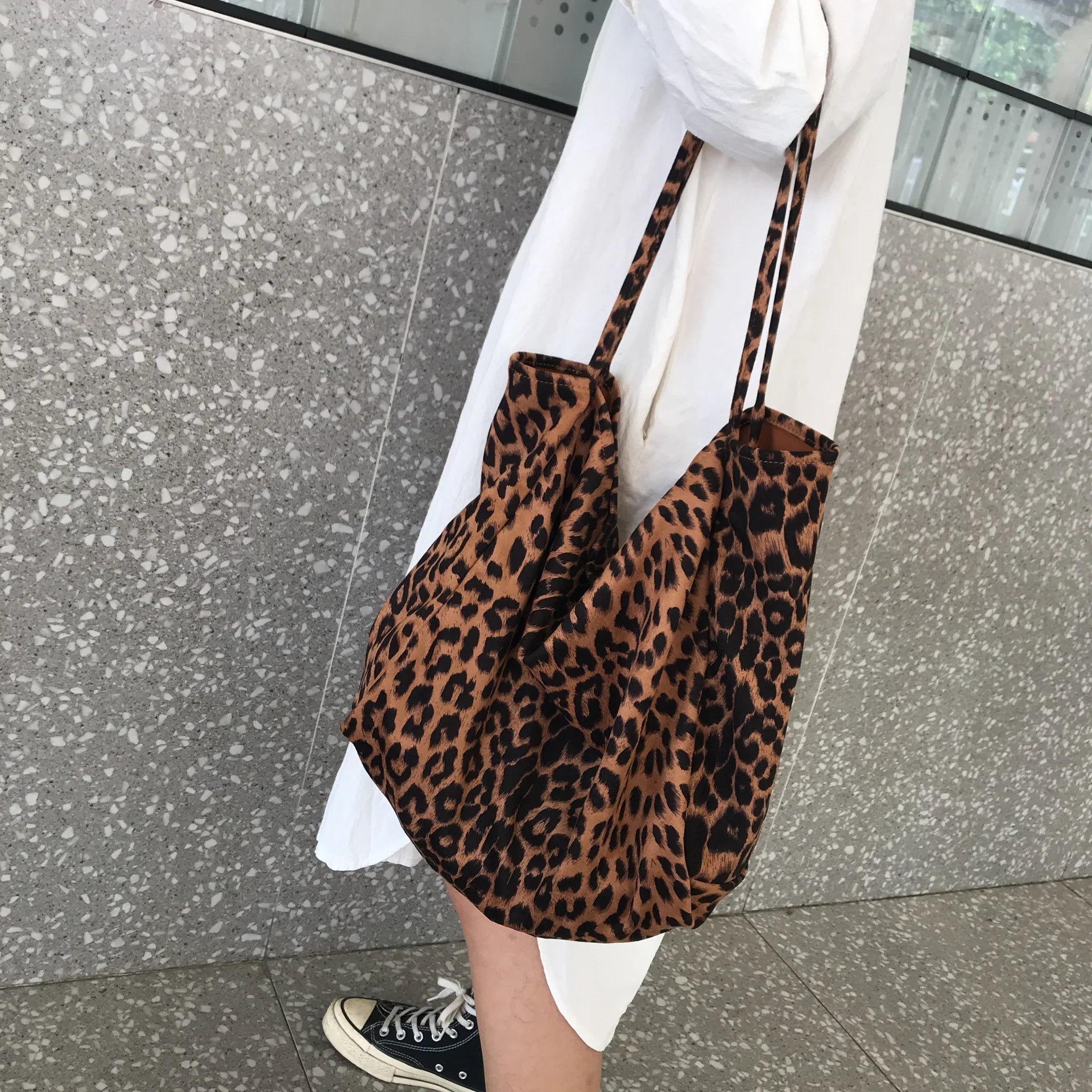 LIZAKOSHT  -  Women Soft Leopard Print Tote Handbag Girls New Casual Big Capacity Shoulder Messenger Bag Large Eco Shopping Gift Bag Bolsa