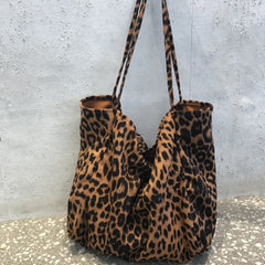 LIZAKOSHT  -  Women Soft Leopard Print Tote Handbag Girls New Casual Big Capacity Shoulder Messenger Bag Large Eco Shopping Gift Bag Bolsa