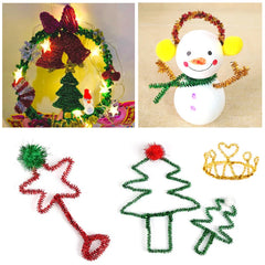 100pcs Glitter Chenille Stems Pipe Cleaners Plush Tinsel Stems Wired Sticks Kids Educational DIY Craft Supplies Toys Craft