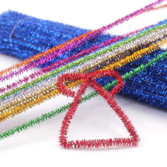 100pcs Glitter Chenille Stems Pipe Cleaners Plush Tinsel Stems Wired Sticks Kids Educational DIY Craft Supplies Toys Craft