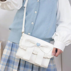 LIZAKOSHT  -  Sweet Lolita Shoulder Bag Jk Bag Detachable Pearl Chain Messenger Kawaii Girl Bag Soft Sister Daily Cosplay Loli