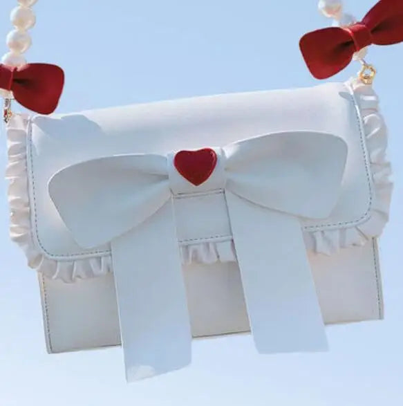 LIZAKOSHT  -  Sweet Lolita Shoulder Bag Jk Bag Detachable Pearl Chain Messenger Kawaii Girl Bag Soft Sister Daily Cosplay Loli