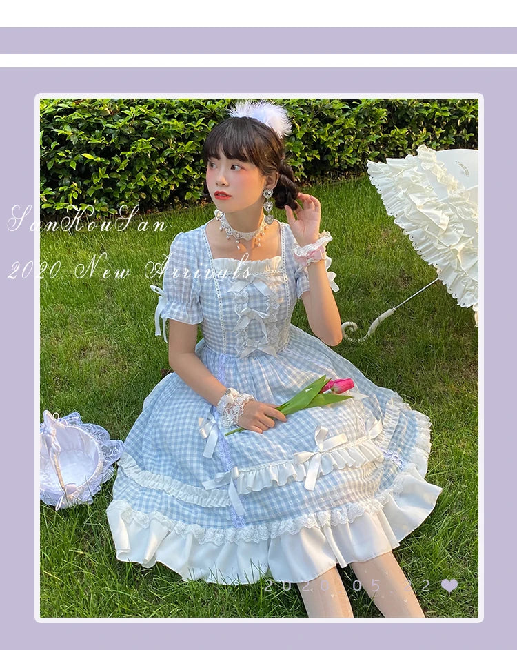 LIZAKOSHT  -  Princess tea party sweet lolita dress vintage lace bowknot cute printing victorian dress kawaii girl gothic lolita op loli cos
