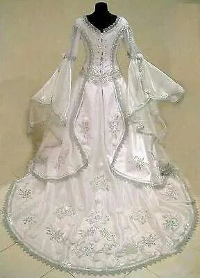 LIZAKOSHT  -  Medieval Wedding Dresses Witch Celtic Tudor Renaissance Costume Victorian Gothic Holloween Lace-up Corset Wedding Gown Plus Size