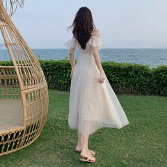 LIZAKOSHT  -  Summer Fairy Dress Women French Style Lace Chiffon Elegant Dress Casual Loose Sexy Chic Party Dress Women New Arrivals
