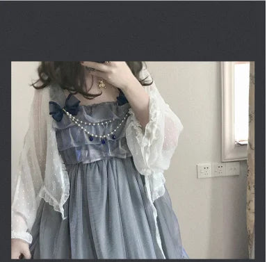 LIZAKOSHT  -  Princess tea party kawaii girl gothic loli Ruffle cosplay jsk vintage cute lace bowknot  high waist Retror jsk Lolita cos loli