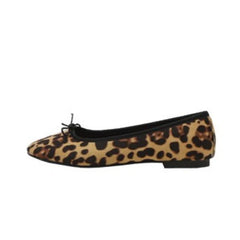 LIZAKOSHT -  leopard flock single shoes woman bow-tied shallow loafers new comfort slip on lazy moccasins leisure round toe ballet flat shoes