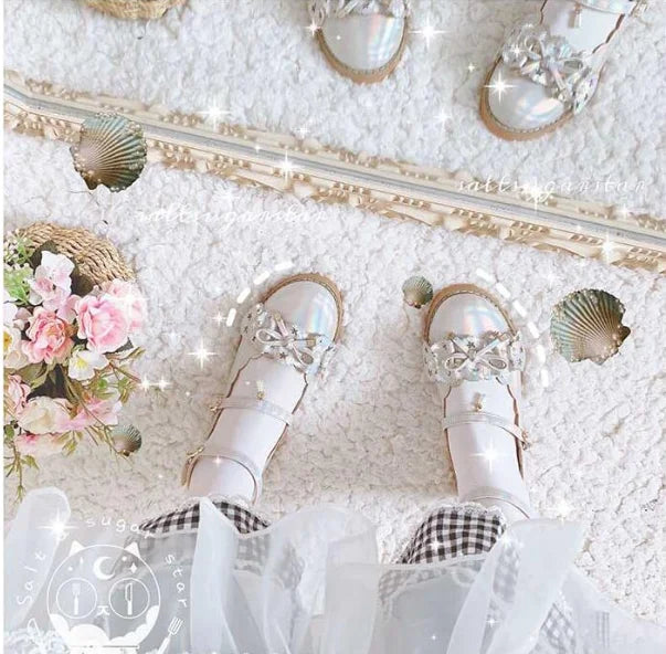 LIZAKOSHT  -  vintage round head thick heel women shoes cute bowknot lace ruffle kawaii shoes loli cosplay Japanese sweet student lolita shoes