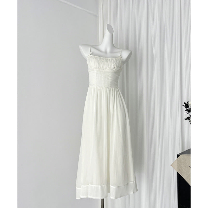 dress to impress PinYou Korean Swan Dream Large Swing Pleated Bow Holiday Fairy Sling Dress Female 2024 New