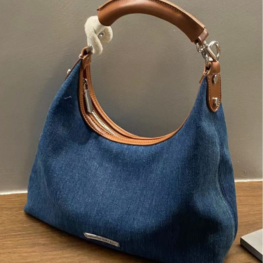 2024 New Large Capacity Tote Hong Kong Style Retro High-Grade Underarm Bag Fashion Trendy Shoulder Commuter Bag for Women