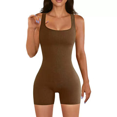 LIZAKOSHT  -  Women's Ribbed Square Neck Shapewear Tank Bodysuit, Casual Tummy Control Hip Lifter Shaper, Tummy Control Clothing, Ladies Shapewear, Summer Outfits 202455