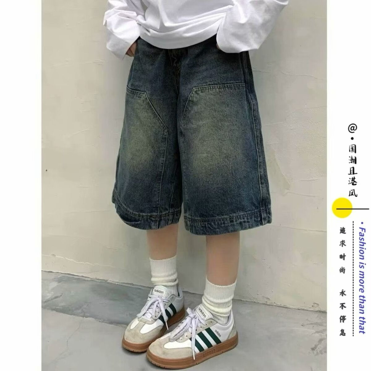 2000s fashion  Fashion Harajuku Vintage High Waist Blue Denim Shorts Women's Casual Loose Fit Y2K Punk Streetwear Style Baggy Shorts