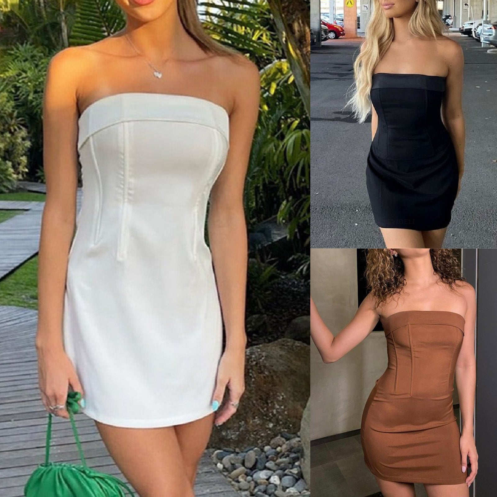 LIZAKOSHT  -  dress to impress codes Women's Tube Top Dress Spring and Summer New Sexy Fishbone Waist Hip Skirt Skirt Hot Sale
