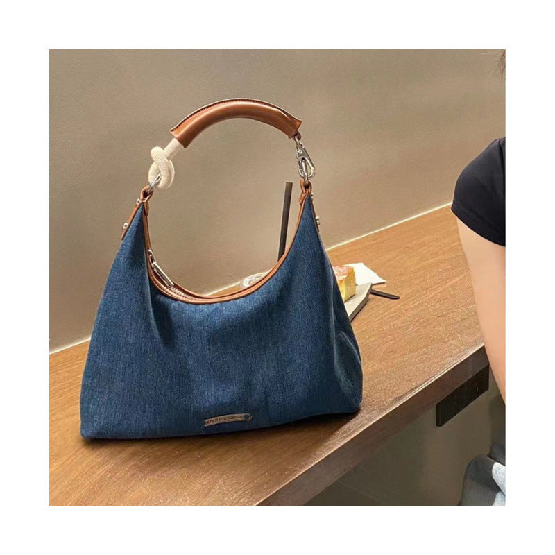 2024 New Large Capacity Tote Hong Kong Style Retro High-Grade Underarm Bag Fashion Trendy Shoulder Commuter Bag for Women