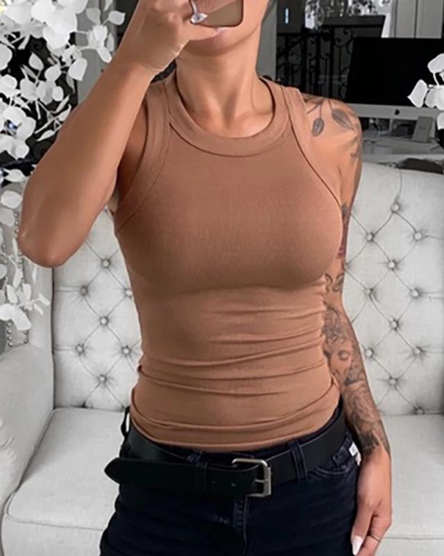 LIZAKOSHT  -  Chicme O-Neck Knit Sleeveless Casual Top