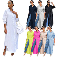 LIZAKOSHT  -  Women's Solid Collared Button Front Long Blouse, Casual Long Sleeve Button Up Shirt, Fashion Women's Spring & Fall Top For Daily Wear, Summer Outfits 2024