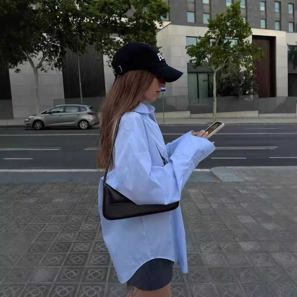 leapord halloween outfit INS Women's Autumn Long-Sleeved Shirt Solid Color Casual Loose Lapel Shirt Top