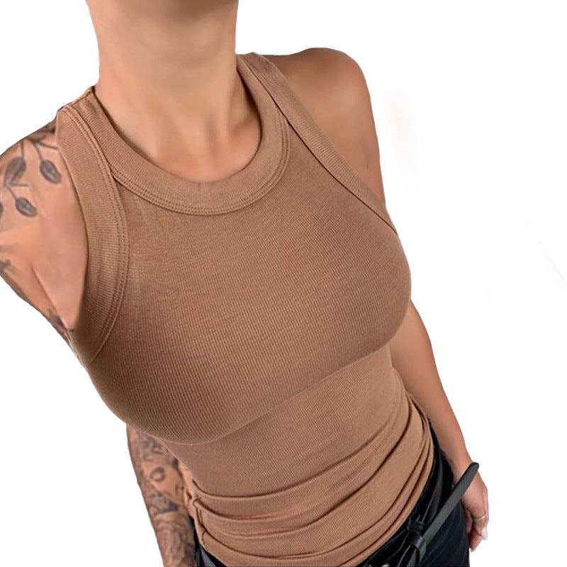LIZAKOSHT  -  Chicme O-Neck Knit Sleeveless Casual Top