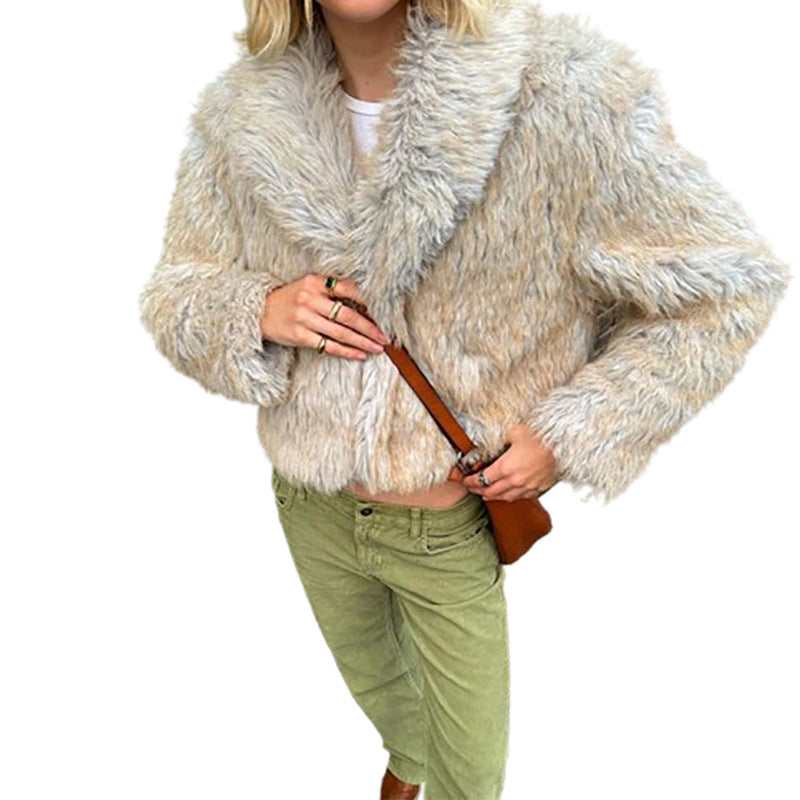 fall outfits 2024 Short Lapel Fur Coat 2024 Fashionable Women's Autumn and Winter Warm Commuter Coat