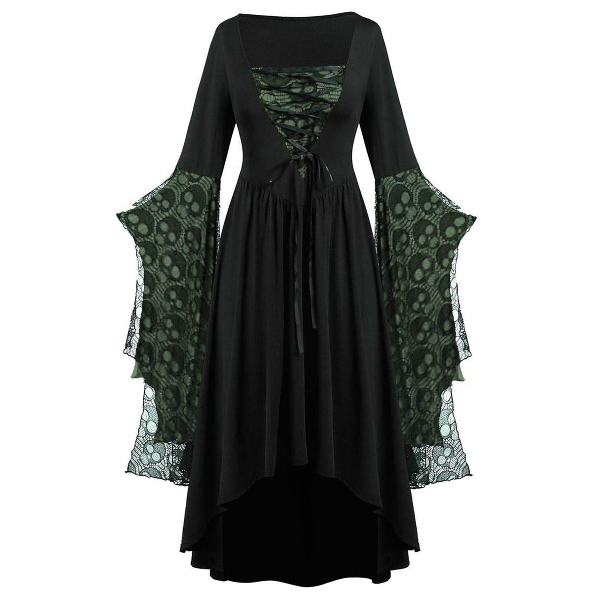 Lizakosht Halloween Cosplay Forest Fairy Elf Elven Costume Medieval Renaissance Pagan Celtic Gothic Dress Women Maxi Gown Outfit Plus Size