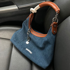 2024 New Large Capacity Tote Hong Kong Style Retro High-Grade Underarm Bag Fashion Trendy Shoulder Commuter Bag for Women