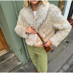 fall outfits 2024 Short Lapel Fur Coat 2024 Fashionable Women's Autumn and Winter Warm Commuter Coat