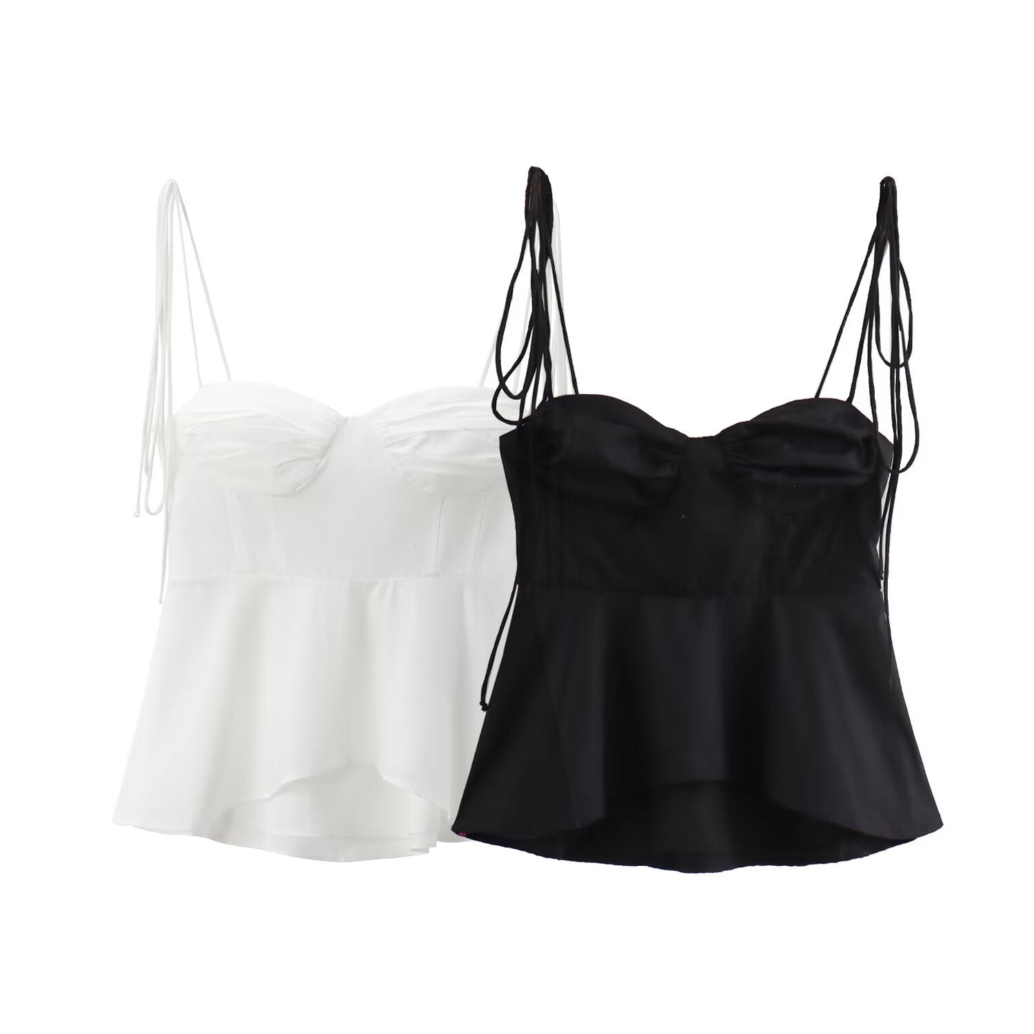 y2k outfits Style 2024 Summer New Women's Solid Color Sleeveless Pleated Strap Corset Top