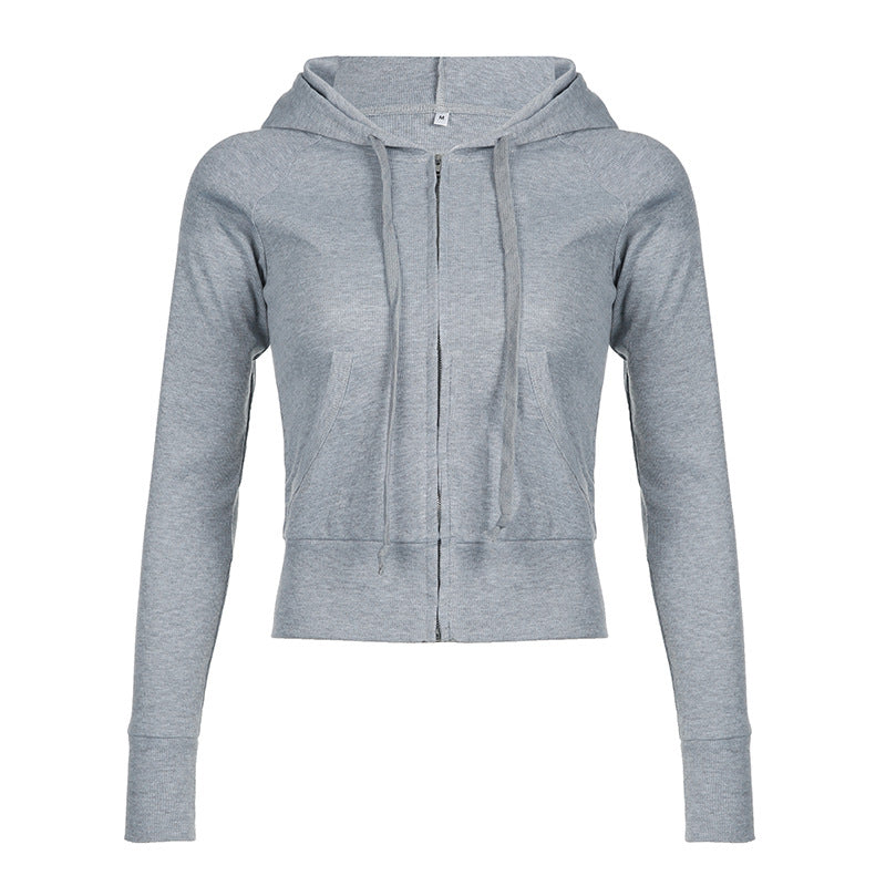 LIZAKOSHT  -  Women's Plain Pocket Drawstring Zip Up Hoodie, Casual Long Sleeve Hooded Sweatshirt for Summer, Women's Clothing for Daily Wear