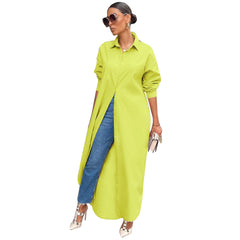 LIZAKOSHT  -  Women's Solid Collared Button Front Long Blouse, Casual Long Sleeve Button Up Shirt, Fashion Women's Spring & Fall Top For Daily Wear, Summer Outfits 2024