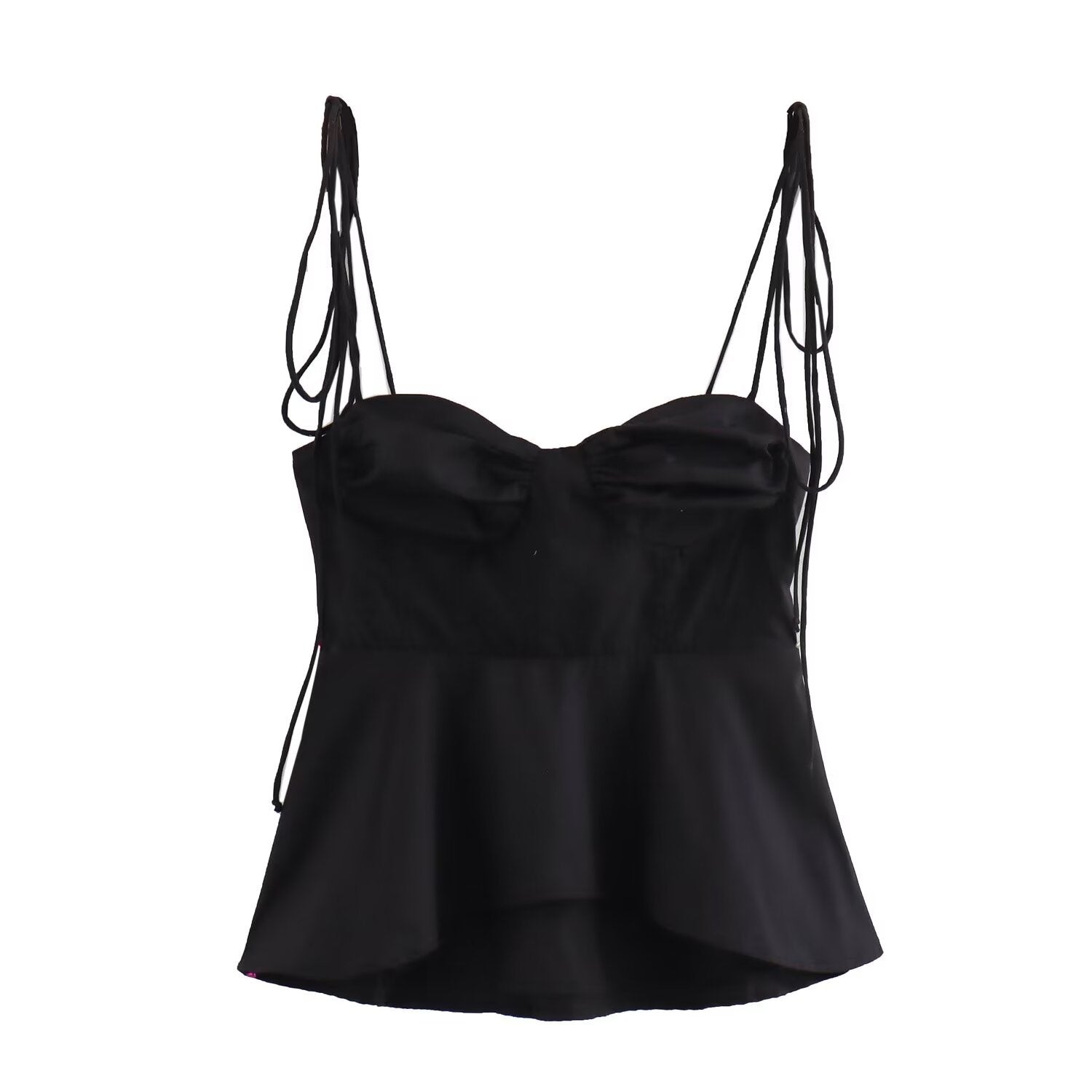 y2k outfits Style 2024 Summer New Women's Solid Color Sleeveless Pleated Strap Corset Top