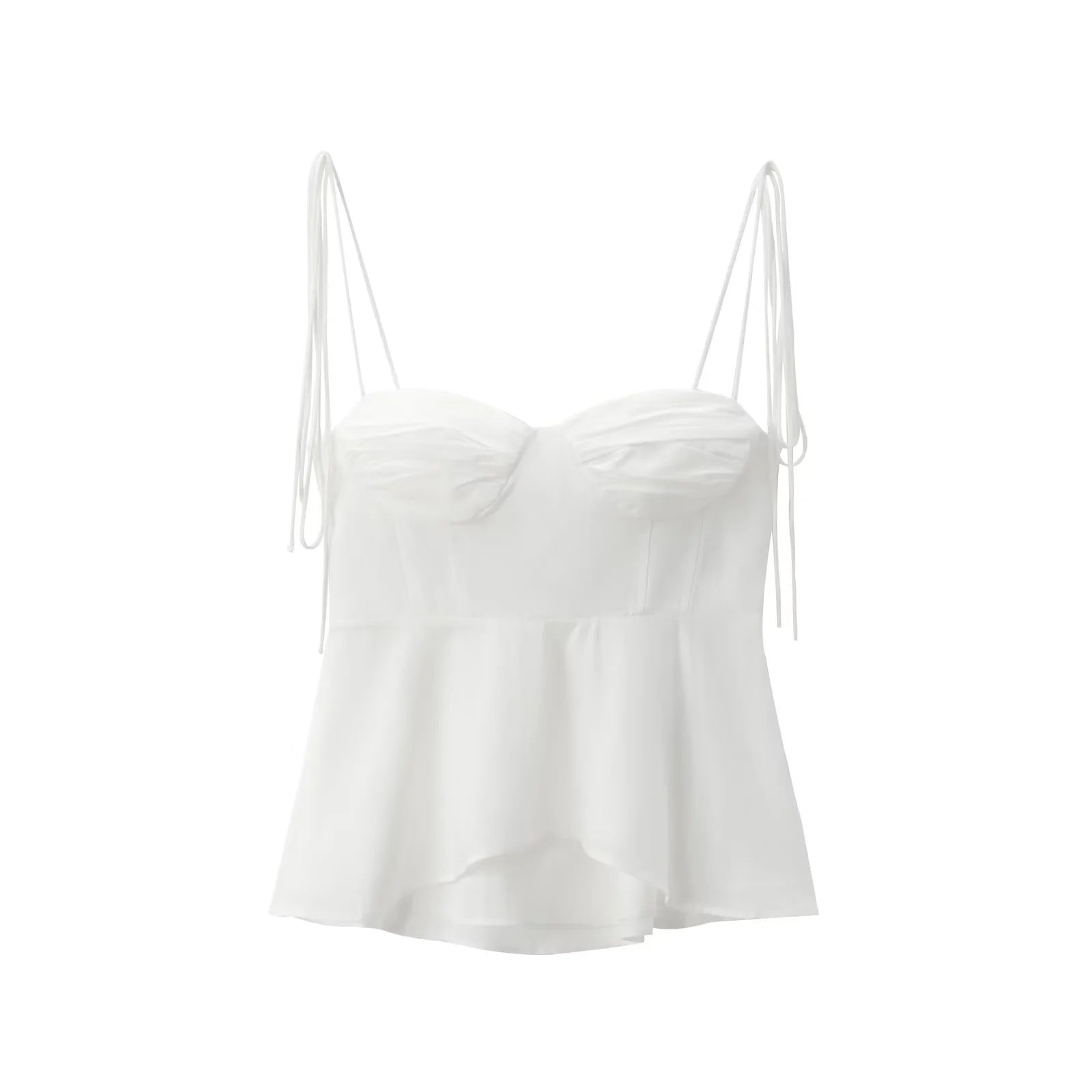 y2k outfits Style 2024 Summer New Women's Solid Color Sleeveless Pleated Strap Corset Top