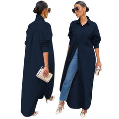 LIZAKOSHT  -  Women's Solid Collared Button Front Long Blouse, Casual Long Sleeve Button Up Shirt, Fashion Women's Spring & Fall Top For Daily Wear, Summer Outfits 2024