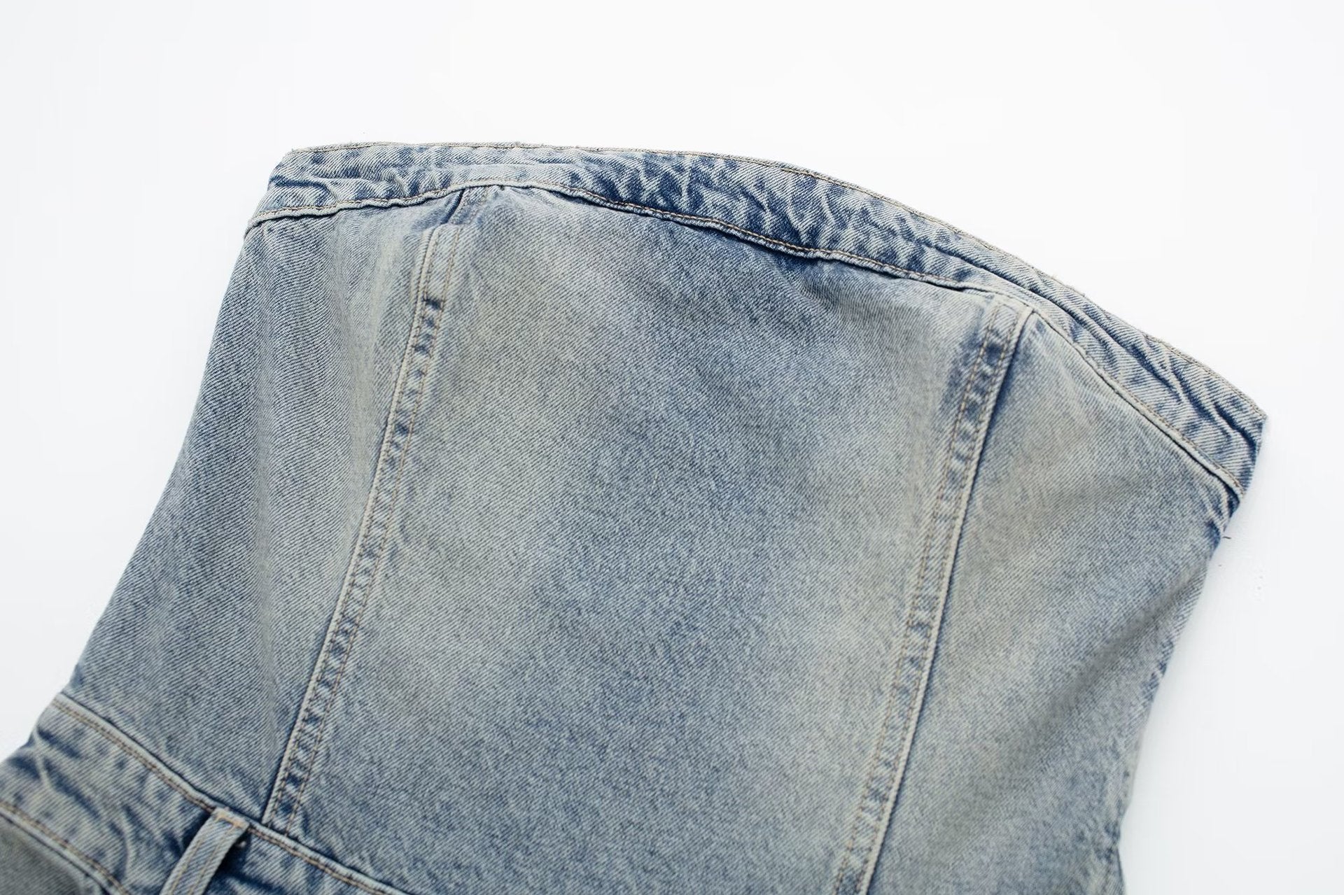 denim dress Summer New Style Wide Pleated Slim Fit Mini Tube Top Denim Dress