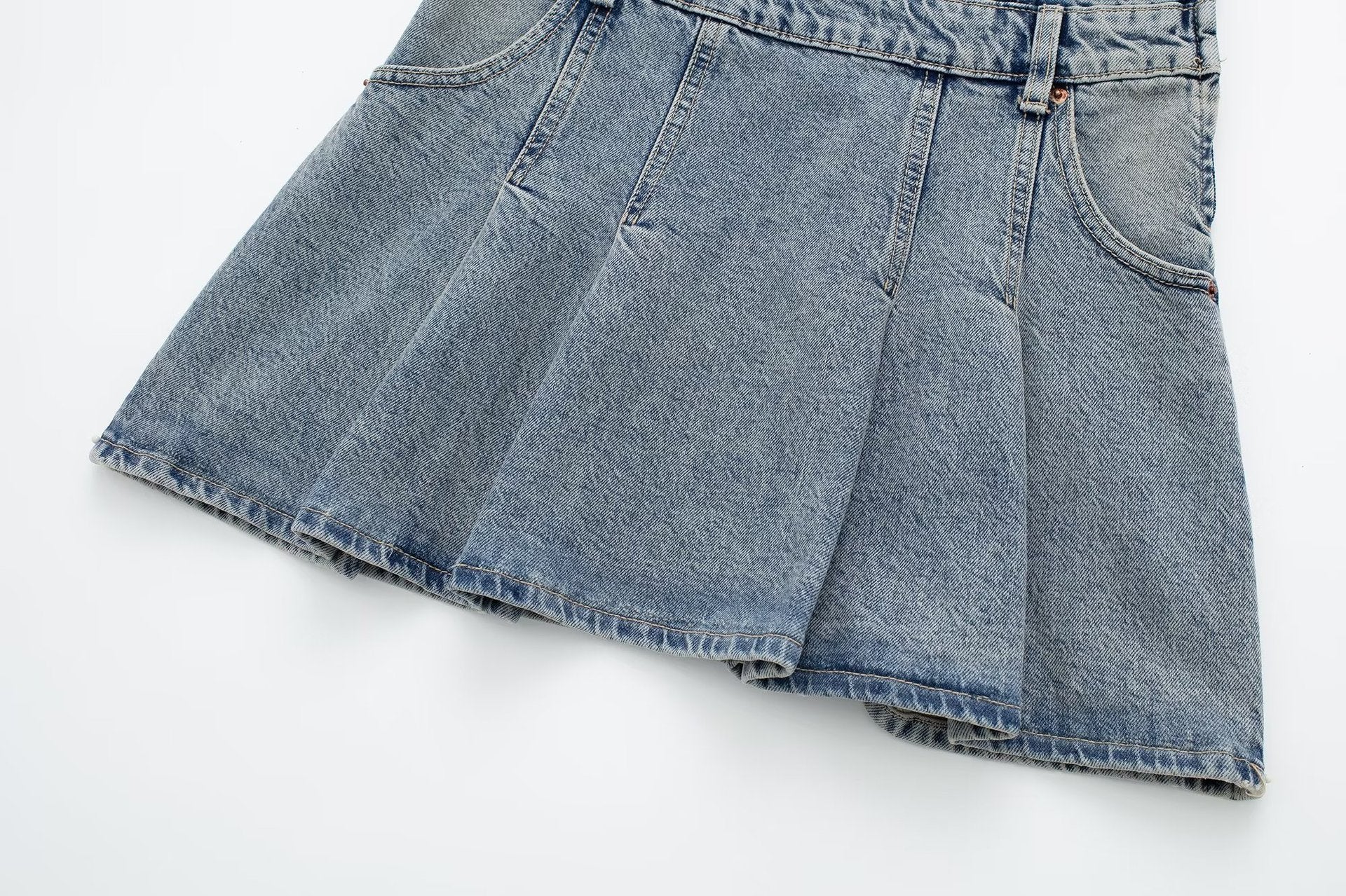 denim dress Summer New Style Wide Pleated Slim Fit Mini Tube Top Denim Dress