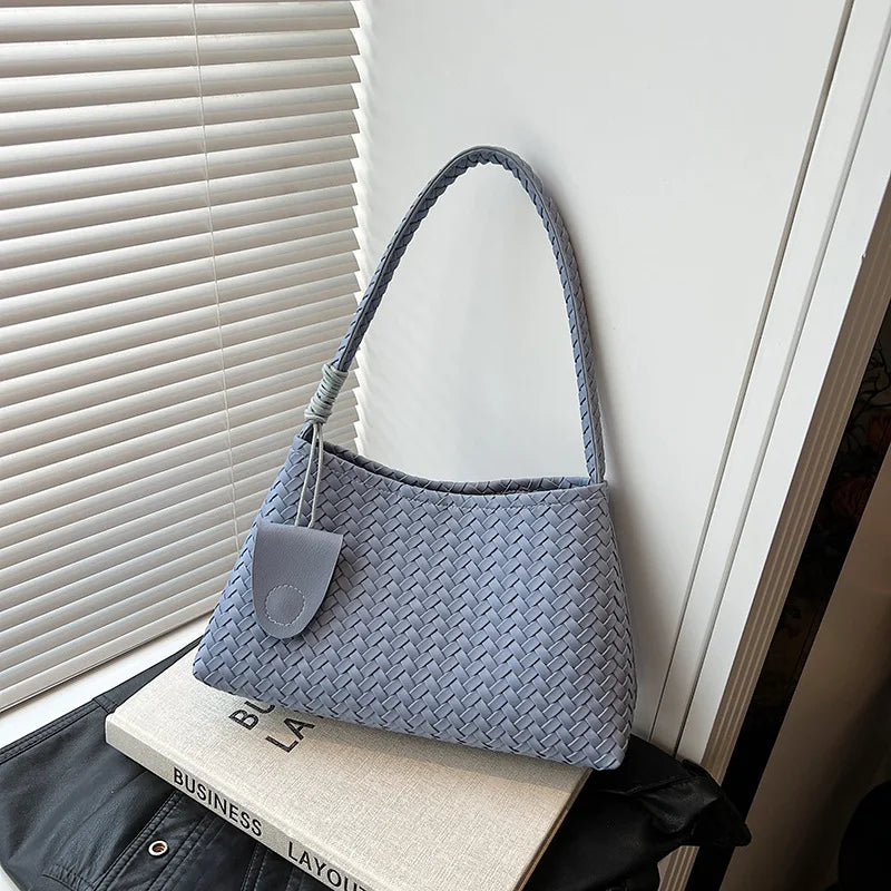 LIZAKOSHT  -  Women'S Woven Pattern Shoulder Bag Autumn And Winter Casual Wear Hand-Held Handle Bag Fashion Retro Armpit Bag With Coin Purse