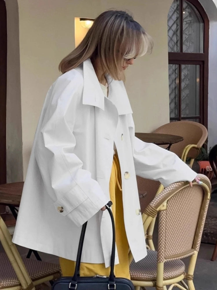 LIZAKOSHT  -  Vintage Trench Coats for Women 2025 Autumn Turn-down Collar Single Breasted Outerwears Streetwear Ladies Windbreaker Tops