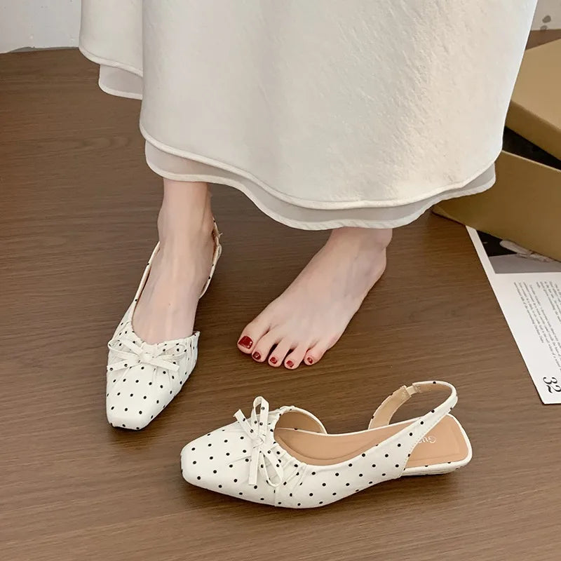 LIZAKOSHT  -  Cover Toe Polka Dot Women Sandals Fashion Slip On Singbacks Mules Pumps Elegant Elegant Slingbacks Sandalias Mujer