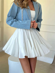 LIZAKOSHT  -  Fashion Summer Pleated Skirts For Women High Waist White Ruffled Patchwork Ladies Streetwear 2024 Y2k Solid Mini Skirt New