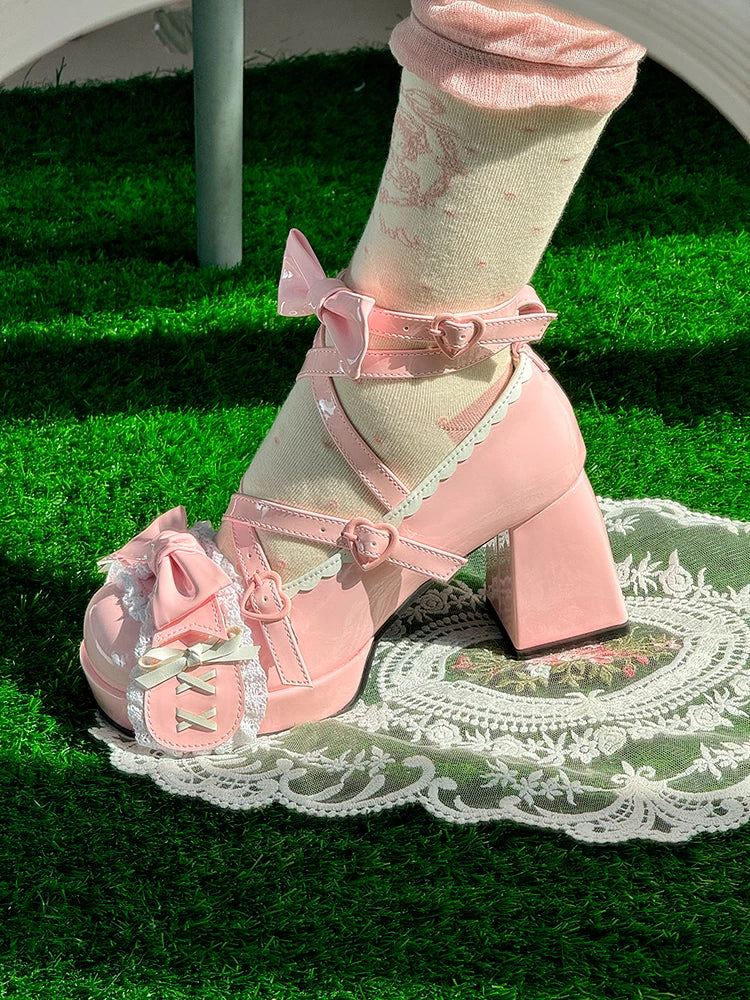 LIZAKOSHT  -  Middle Heel Drooping Ear Rabbit Lolita High Heels Sweet Japanese Round Toe Lolita Shoes Cute Girl Tea Party Single Shoes
