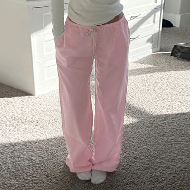 LIZAKOSHT  -  Solid Loose Sweatpants Streetwear Joggers Casual Basic Pink Trousers for Women Basic Aesthetic Y2K Retro Pants