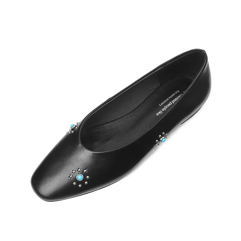 LIZAKOSHT  -  Fashion Women's Shoes New High Quality Genuine Leather Shoes Round Head Shallow Mouth Flat Shoes Lightweight Shoes