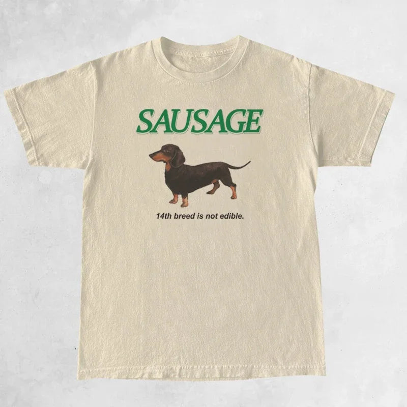 LIZAKOSHT  -  Sausage Dog Graphic T Shirt Oversized Korean Fashion Streetwear Women Tops Kawaii Cute Funny T-Shirts Y2k Aesthetic Tees Clothes