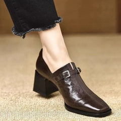 LIZAKOSHT  -  Women's Shoes British Style Low-Top Sharp-Toe Commuter Shoes Metal Buckle Anti-Slip Leisure Spring Autumn Seasonal Loafers Pumps