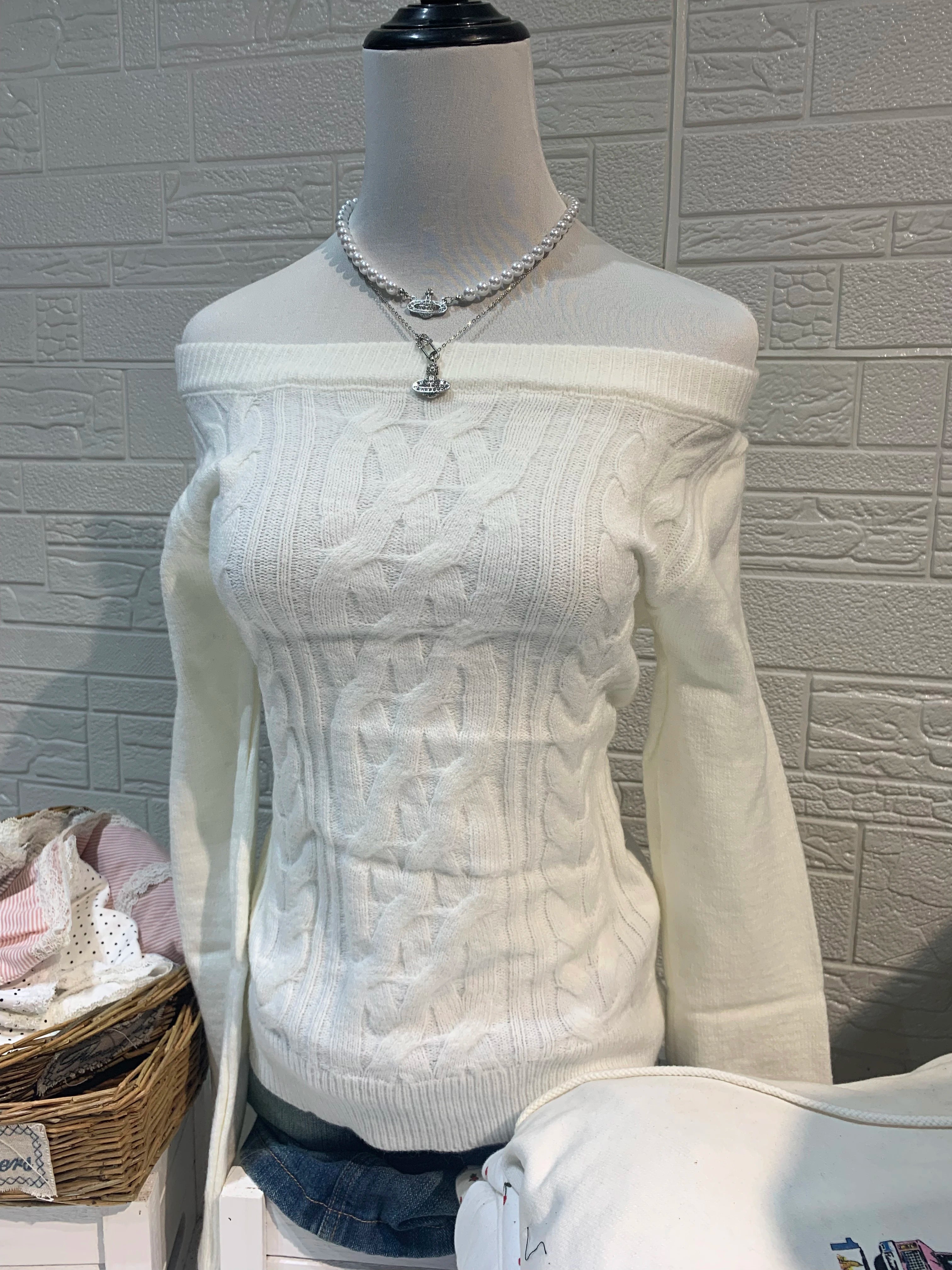 LIZAKOSHT  -  Twist Flower Slim Sweaters Woman Autum Slash Neck Long Sleeve Knitted Pullover Top Female Vintage Streetwear Jumper Y2k Tops