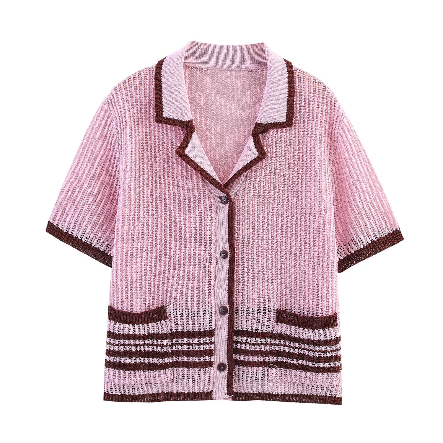LIZAKOSHT  -  New Fashion Retro Shorts Suit Summer Women V Neck Knitted T-shirt Tops Casual Button Shorts Holiday 2 Piece Sets Womens Outfits
