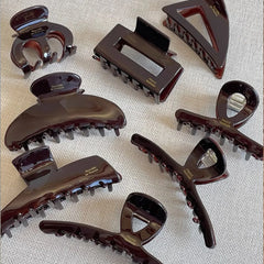 LIZAKOSHT  -  1PC Chocolate, Acetate, Grab Clip, Hair Clip, Female, Back of Head, Hair Grip, Premium, Shark, High Quality, Four Seasons
