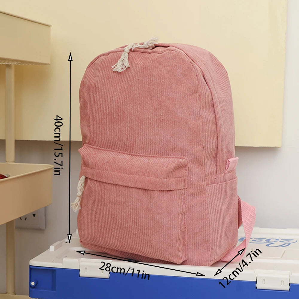 LIZAKOSHT  -  Corduroy Backpack School For Teens Large Book Bag Lightweight Laptop Bag For Girls Women Casual College Work