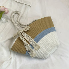 LIZAKOSHT  -  Stylish Oversized Tote Bag with Vibrant Patterns and Chic Tassel Detail Perfect for Summer Getaways and Shopping Spree